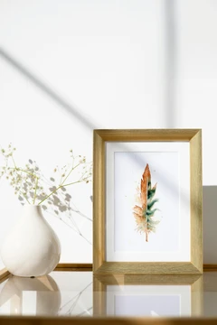 Image of a feather watercolor painting by Shayna Larsen, originals & prints available