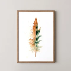 Image of a feather watercolor painting by Shayna Larsen, originals & prints available