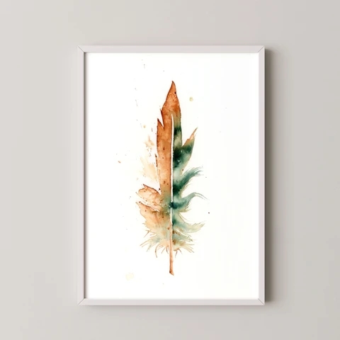Image of a feather watercolor painting by Shayna Larsen, originals & prints available