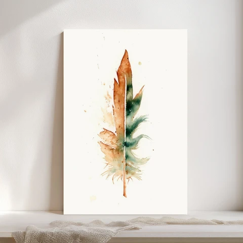 Image of a feather watercolor painting by Shayna Larsen, originals & prints available