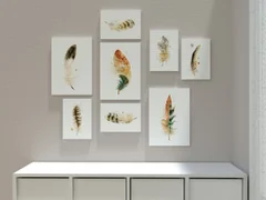 Image of a feather watercolor painting by Shayna Larsen, originals & prints available