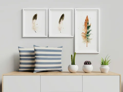 Image of a feather watercolor painting by Shayna Larsen, originals & prints available