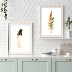 Image of a feather watercolor painting by Shayna Larsen, originals & prints available