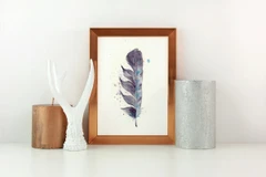Image of a feather watercolor painting by Shayna Larsen, originals & prints available