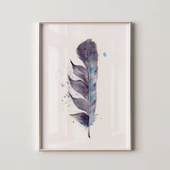 Image of a feather watercolor painting by Shayna Larsen, originals & prints available