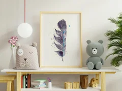 Image of a feather watercolor painting by Shayna Larsen, originals & prints available