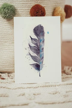 Image of a feather watercolor painting by Shayna Larsen, originals & prints available