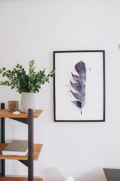 Image of a feather watercolor painting by Shayna Larsen, originals & prints available