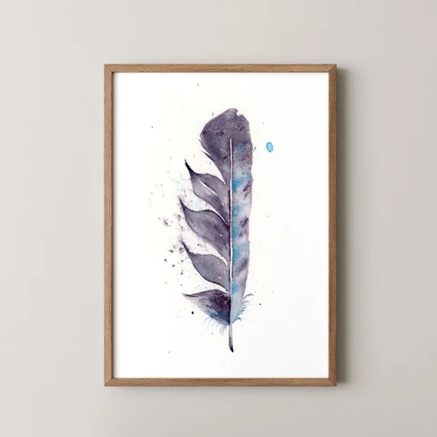 Image of a feather watercolor painting by Shayna Larsen, originals & prints available