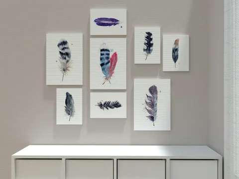 Image of a feather watercolor painting by Shayna Larsen, originals & prints available