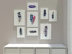 Image of a feather watercolor painting by Shayna Larsen, originals & prints available