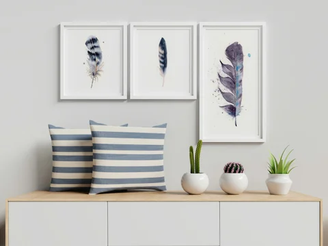 Image of a feather watercolor painting by Shayna Larsen, originals & prints available