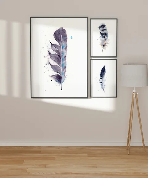 Image of a feather watercolor painting by Shayna Larsen, originals & prints available