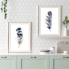 Image of a feather watercolor painting by Shayna Larsen, originals & prints available