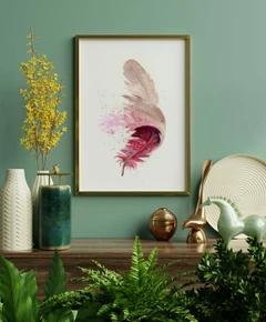 Image of a feather watercolor painting by Shayna Larsen, originals & prints available