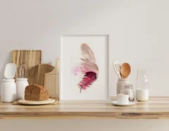 Image of a feather watercolor painting by Shayna Larsen, originals & prints available