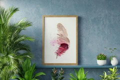Image of a feather watercolor painting by Shayna Larsen, originals & prints available
