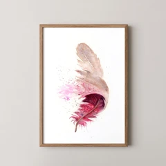 Image of a feather watercolor painting by Shayna Larsen, originals & prints available