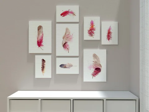 Image of a feather watercolor painting by Shayna Larsen, originals & prints available