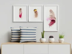 Image of a feather watercolor painting by Shayna Larsen, originals & prints available