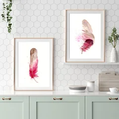 Image of a feather watercolor painting by Shayna Larsen, originals & prints available