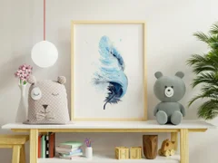 Image of a feather watercolor painting by Shayna Larsen, originals & prints available