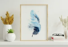 Image of a feather watercolor painting by Shayna Larsen, originals & prints available