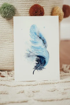 Image of a feather watercolor painting by Shayna Larsen, originals & prints available