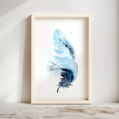 Image of a feather watercolor painting by Shayna Larsen, originals & prints available
