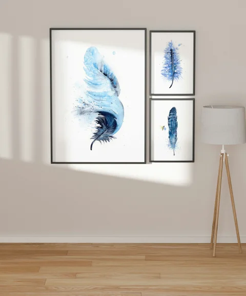 Image of a feather watercolor painting by Shayna Larsen, originals & prints available