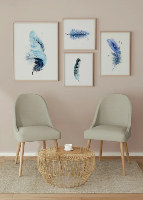 Image of a feather watercolor painting by Shayna Larsen, originals & prints available