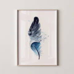 Image of a feather watercolor painting by Shayna Larsen, originals & prints available
