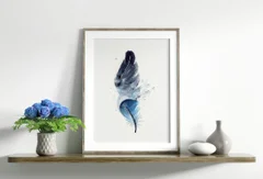 Image of a feather watercolor painting by Shayna Larsen, originals & prints available