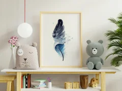 Image of a feather watercolor painting by Shayna Larsen, originals & prints available