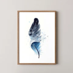 Image of a feather watercolor painting by Shayna Larsen, originals & prints available