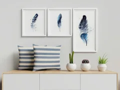 Image of a feather watercolor painting by Shayna Larsen, originals & prints available