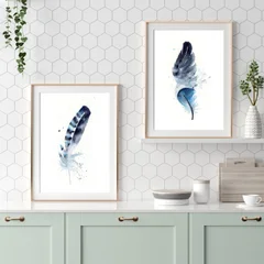 Image of a feather watercolor painting by Shayna Larsen, originals & prints available
