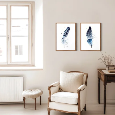 Image of a feather watercolor painting by Shayna Larsen, originals & prints available