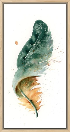 Image of a feather watercolor painting by Shayna Larsen, originals & prints available
