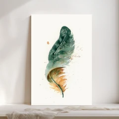 Image of a feather watercolor painting by Shayna Larsen, originals & prints available