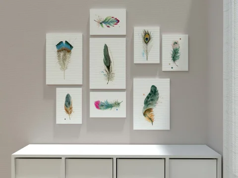 Image of a feather watercolor painting by Shayna Larsen, originals & prints available