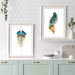 Image of a feather watercolor painting by Shayna Larsen, originals & prints available