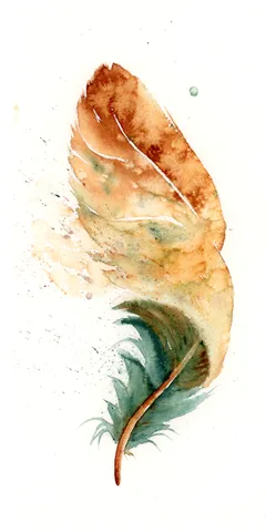 Image of a feather watercolor painting by Shayna Larsen, originals & prints available