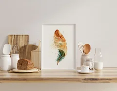 Image of a feather watercolor painting by Shayna Larsen, originals & prints available