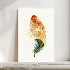 Image of a feather watercolor painting by Shayna Larsen, originals & prints available
