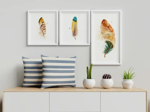 Image of a feather watercolor painting by Shayna Larsen, originals & prints available