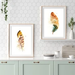 Image of a feather watercolor painting by Shayna Larsen, originals & prints available