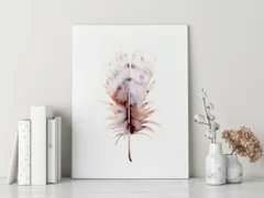Image of a feather watercolor painting by Shayna Larsen, originals & prints available