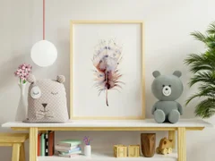 Image of a feather watercolor painting by Shayna Larsen, originals & prints available