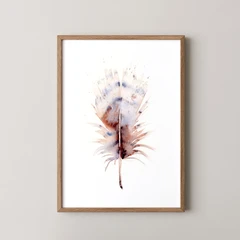 Image of a feather watercolor painting by Shayna Larsen, originals & prints available